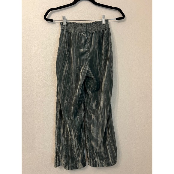 H&M Kids Crushed Velvet Pants Wide Leg Olive Green Girls Size 10 - Picture 4 of 5